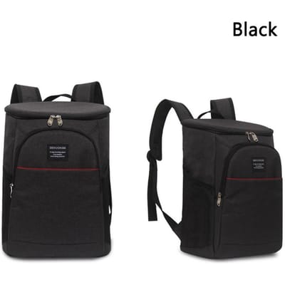 Sac à dos thermique 20L Repousse l'eau Épais Refroidisseur Sac de transport Grand sac de transport isotherme Sac à dos isotherme pour pique-nique à bandoulière black