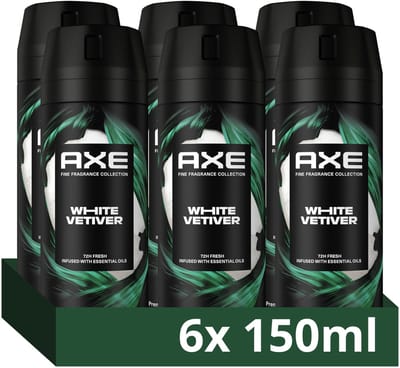 AXE - Premium Deodorant Bodyspray - Fine Fragrance Collection - White Vetiver - 6 x 150 ml