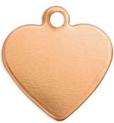 Koperen hanger, hart, 13 mm, ImpressArt
