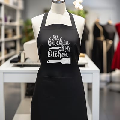 Verstelbaar kookschort, unisex, met 2 Zakken Vloeistof Druppel Waterbestendig Koken Keuken Restaurant Bar Schilderen BBQSchort, voor diverse doeleinden, Zwart Schorten Koksschort Unisex Schorten voor Vrouwen en mannen , no bitchin my kitchen