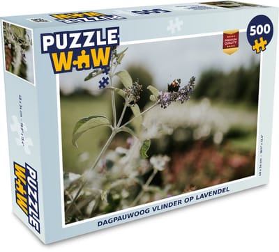 Puzzel Dagpauwoog vlinder op lavendel - Legpuzzel - Puzzel 500 stukjes