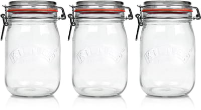 Le Pratique Weckpot 1000ml | Voordeelset van 3 stuks | Premium kwaliteit | Robuust en Voedselveilig | Ideaal als voorraadpot, inmaakpot of conserveerpot | Made in France