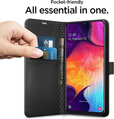 Galaxy A40 Zwart - Portemonnee Wallet Case Pasjeshouder - boek Telefoonhoesje Kunstleer - Book case
