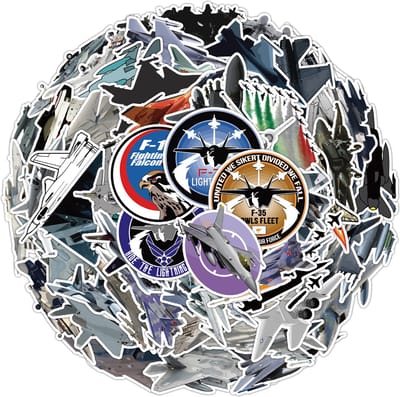 Straaljager Stickers voor laptop, muur, agenda, MacBook etc. - Luchtmacht/Jetfighters /Stealth - 50 stuks