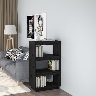 vidaXL - Boekenkast/kamerscherm - 60x35x103 - cm - massief - grenenhout - zwart