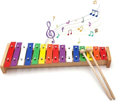 Kinder Xylofoon - Muziek Speelgoed - Muziek Leren - 15 Metalen Tonen - 40x14x5 cm - Regenboog