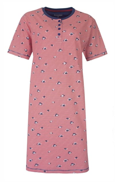 Irresistible Dames Nachthemd - Geprint dessin - Knoopjes - Blauw - Maat M
