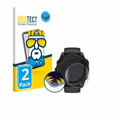BROTECT - Screenprotector voor Garmin Tactix 8 Solar (51 mm) - Folie Beschermfolie transparant volledig dekking - 2 Stuks