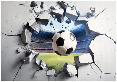 WALLARENA - Fotobehang - 150x105 cm - fotobehang voor jongeren, kinderen, 3D voetbal, sport, vliesbehang