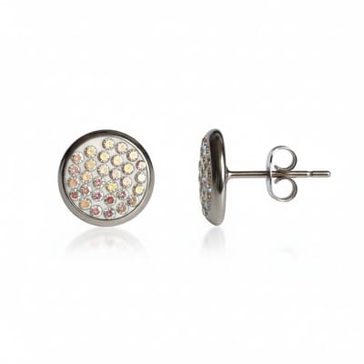Aramat Jewels | Oorbellen | RVS Kristal Oorstekers 10mm Diverse Kleuren - Grote Zirkonia Studs | Roze | |10mm | Staal | Volwassenen | Verkleurd niet