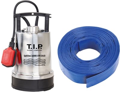 T.I.P. SaltOne 16000 I-PX DUO + afvoerslang 20 m - Dompelpomp - Dompelpomp met slang - Zoutwaterpomp - Startklaar Pakket