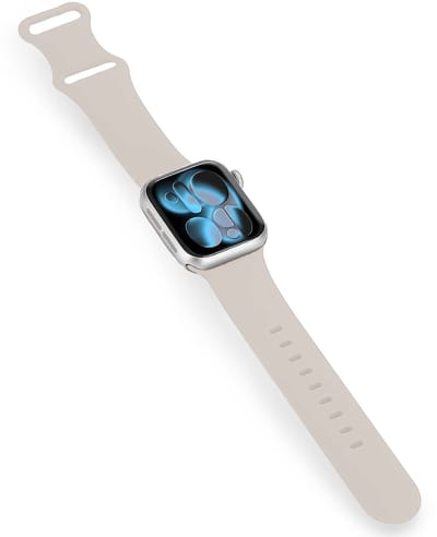 Bandje Geschikt voor Apple Watch 1, 2, 3, 4, 5, 6, 7, 8, 9, 10, 11, SE - 42/44/45/46 mm Siliconen Verstelbaar Polsband - Horloge Bandje - Ivoor