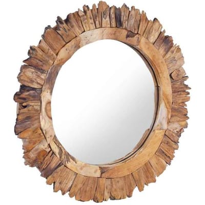 vidaXL - Wandspiegel - rond - 60 - cm - teakhout