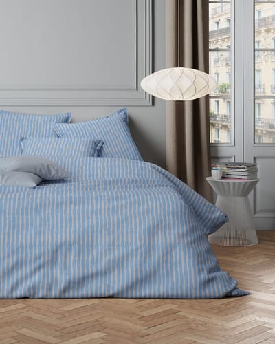 Mistral Home - DEKBEDOVERTREK - katoensatijn - 240 x 220 cm + 2x 65 x 65 cm - lits-jumeaux - strepen - blauw
