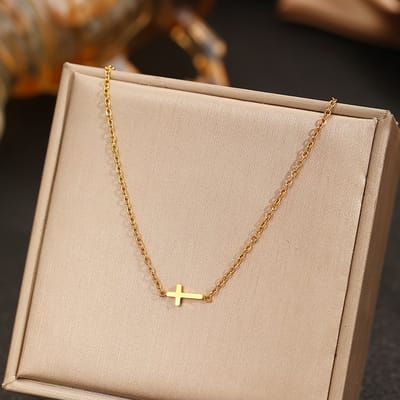 VANDAAG VERZONDEN - Ketting - Kruis - Christelijk - Goud - Staal