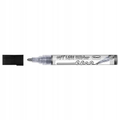 Permanente marker zilver met zwarte omtrek - 4 mm