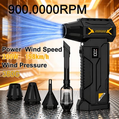 900.000 RPM Borstelloze Krachtige Turbofan 4 Snelheden Draadloze Jet Blower Oplaadbare Luchtblazer voor Toetsenbord Auto Huisdier Sneeuw Multi Nozzle