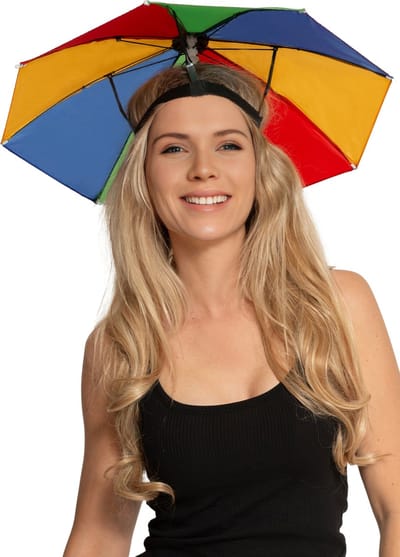 Partychimp Paraplu Hoed Verkleedaccessoires Hoofdparaplu Parasol Hoed voor bij Carnavalskleding Heren Carnavalskleding Dames Carnaval Accessoires Verkleedaccessoires Volwassenen - Polyester - Blauw/Geel/Rood/Groen