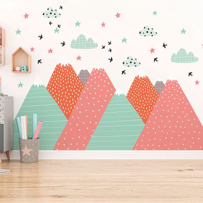 Kinderstickers van Scandinavische bergen van Lindka, 110 x 165 cm