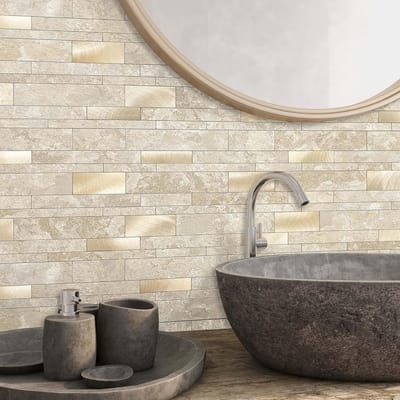 Zelfklevende Keuken Tegels Steenlook Mozaïek Beige Waterdicht (5 Stuks)
