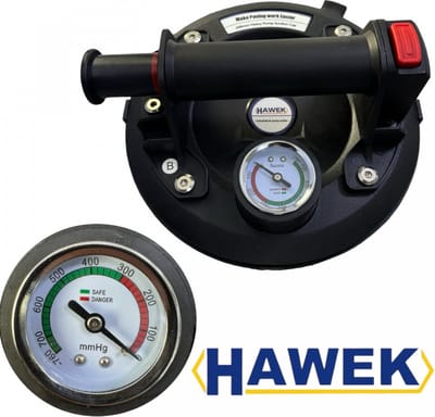 Hawek Professionele Glas- en Tegel Vacuumzuiger - Zuignap met Drukmeter, Max. 120kg Draagkracht, Ø200mm + Gratis Double Rubber Pad