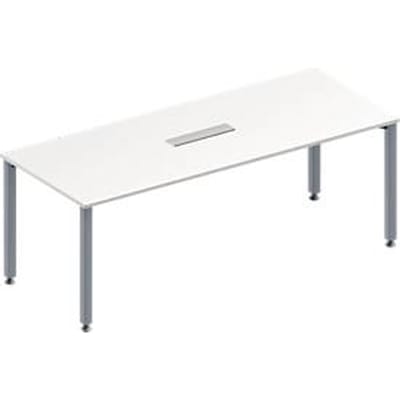 Schäfer Shop Genius Vergadertafel MODENA FLEX, in hoogte verstelbaar, rechthoekige vorm, 3-voudige contactdoos, 4-poot vierkante buis, B 2000 x D 800 mm, wit