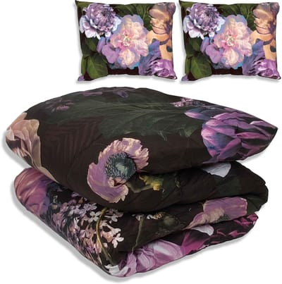 Dekbed zonder overtrek - All year 200x220cm - Paarse bloemen - Wasbaar Dekbed Zonder Overtrek – Hypoallergeen & Antibacterieel – 30 dagen proefslapen - Wasbaar hoesloos dekbed - Bedrukt dekbed - zomerdekbed & winterdekbed
