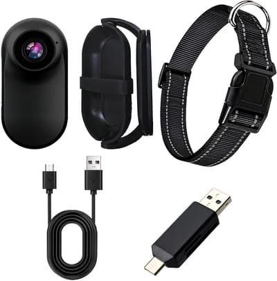 Huisdier Camera - Halsband Camera - Avonturen Vastleggen - 360 Graden Draaibaar - 7.6 x 7.6 x 10.3 cm - Zwart