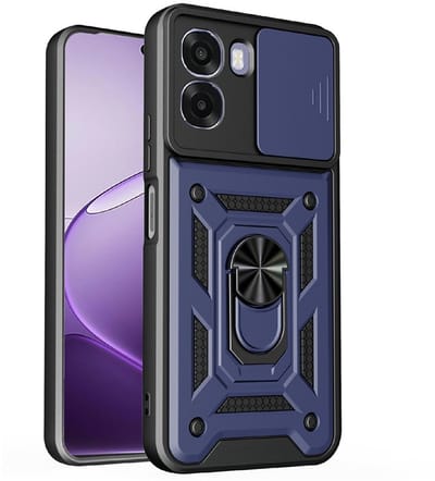 Coverup Hoesje - Geschikt voor OPPO A6x 4G / 5G Hoesje - Coverup Armor Ring Kickstand Back Cover met Camera Shield - Blauw