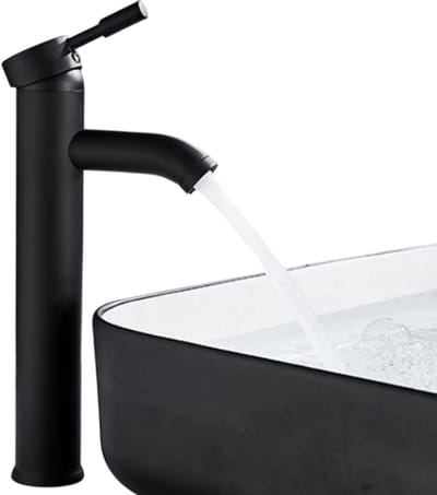 Mat Zwarte Minimalistische Wastafel Kraan - Messing - Warm en Koud Water - Badkamer - Keuken - Toilet - Wastafelkraan