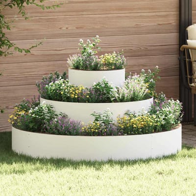 vidaXL - Tuin - Plantpot - Wit - 120 - x - 120 - x - 20 - cm - Staal