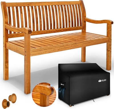 Houten Tuinbank Weerbestendig 125 cm voor 2-3 Personen | Massief Houten Parkbank | Ideaal voor Balkon en Tuin