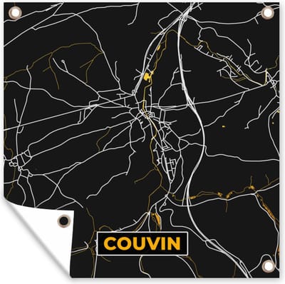 Tuin poster Stadskaart - Couvin - Goud - Kaart - Plattegrond - 200x200 cm - Tuindoek