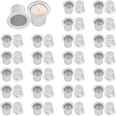 Dailygoody - Kaarsenhouder - Kaarseninzet - Decoratieve kandelaar - Zilver - Metalen kaarsenhouder - Set van 36 stuks - Geschikt voor tafeldecoratie -