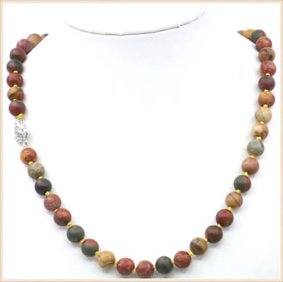 N3 Collecties Natuursteen 8 mm Bruin Picasso Jasper Ronde Kralen Ketting Dames