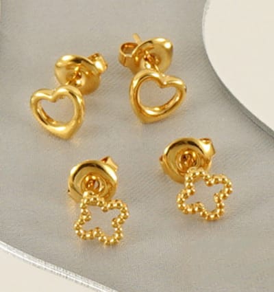 Klaver oorbellen beaded goud | Stainless Steel Goud