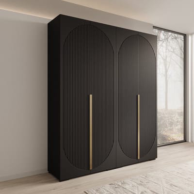 Meubella - Mayfair - Kledingkast 4-deurs - Zwart - 200x47x237 cm
