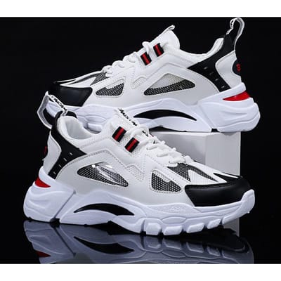 Lente en Herfst Nieuwe Ademende Dikke Zolen Verhogende Sport Daddy Schoenen Heren Koreaanse Versie Trendy Casual Schoenen Sport Herenschoenen 44 white