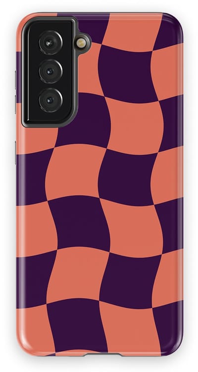 Checkered Warp Hoesje Samsung Galaxy S21 | Geschikt Voor Mag | Uniek Design Hoesje | Beschermhoes Samsung Galaxy S21 Check Flame