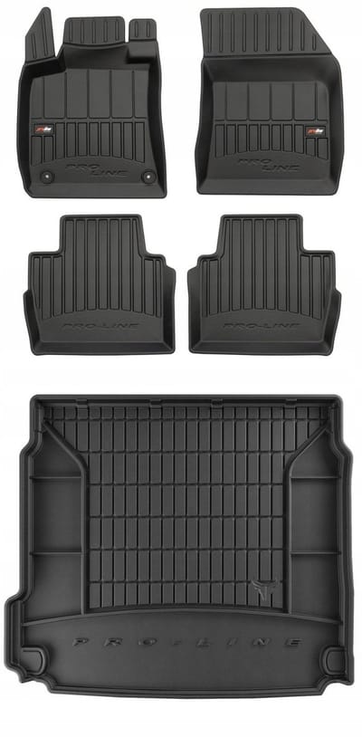 Frogum ProLine Complete Set: Luxe Rubberen Automatten + Kofferbakmat - Geschikt voor PEUGEOT 508 II SW (Stationwagon) vanaf 2018 - Versie met Thuiskomer/Reparatieset - Perfecte Pasvorm - Geurloos TPE - Zwart
