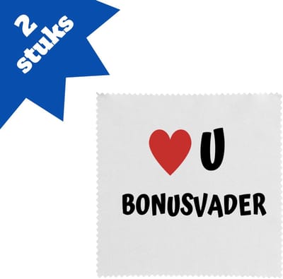 Akyol - love u bonusvader brillendoekjes - Papa - de liefste bonusvader - vader cadeautjes - vaderdag - verjaardag - geschenk - kado - 17,8 bij 17,8 cm - 2 stuks