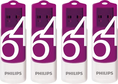 Philips USB Stick 64GB - USB2.0 - LED - Draaidop - Magic Purple Vivid Edition® - 4-Pack