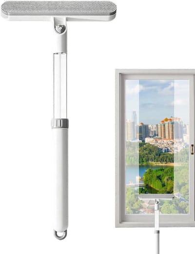 Raamwisser met steel - Ramentrekker douche - Glas reinigen - Uitschuifbaar bereik - 53 cm - Wit