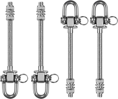 SnelShoppen - 2 Stuks Schommelhaken Plafondhaken D-vorm Zware Belasting 228 cm 1800 lbs Roestvrij Staal Voor Hangmatten Yoga Bokszakken Kinderschommel