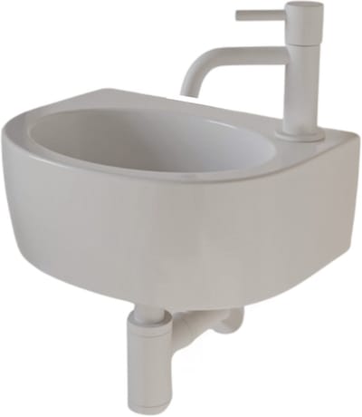 AquaVik Fonteinset Arc Keramisch Wit Kraan Rechts Mat Wit Kraan 30x23x11,5cm