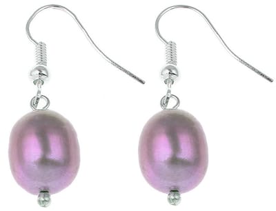 Zoetwater parel oorbellen Big Grey Pink Rice Pearl - oorhanger - echte parels - sterling zilver (925) - grijs -roze -paars - zilver - sieraden zakje - parel oorbellen dames