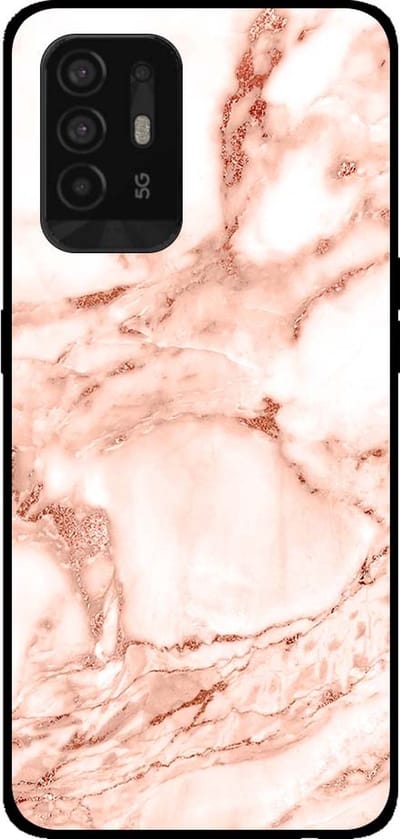Smartphonica Telefoonhoesje voor OPPO A94 5G marmer look - backcover marmer hoesje - Wit Rosé Goud geschikt voor Oppo A94 5G