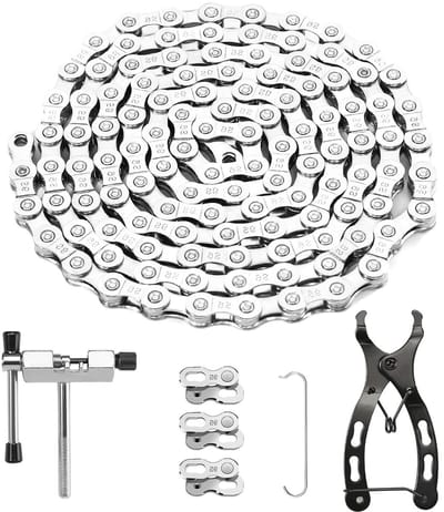 9-Weg Fiets Ketting Tool met Kettingslot, Tang, Kettingbreker en 3 Pairs Kettingslot voor Mountainbike (1/2 x 11/128 Inch, 116 Links) - Fietsaccessoires en Onderhoud