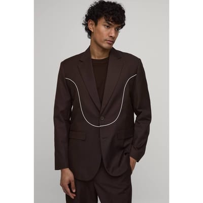 Rechte Pasvorm Western Blazer Met Paspeldetail | Chocolate | Size 36