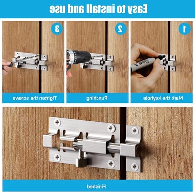 4-Pack Deurslot RVS Schuifgrendel 5cm - Kleine Deur Beveiliging met Schroeven